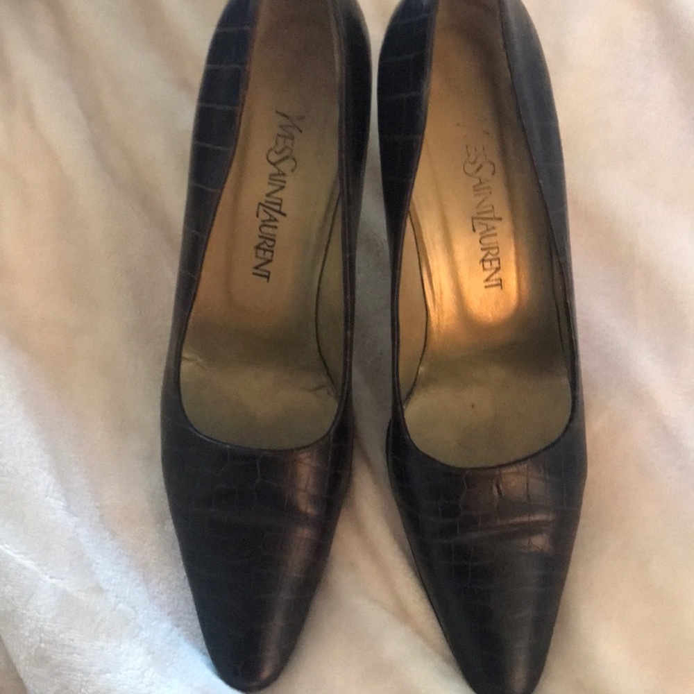 YSL BROWN HEELS 3.5 inch